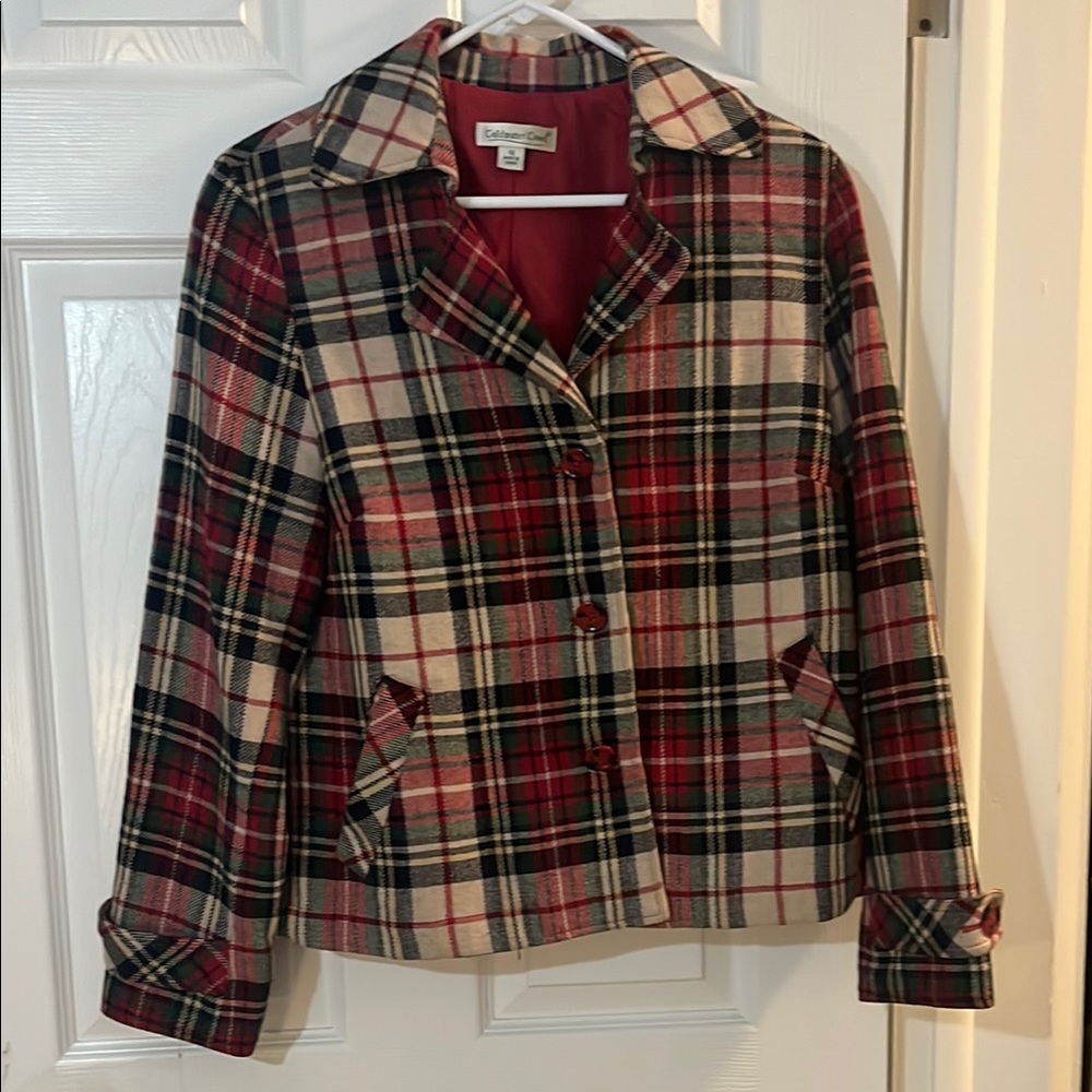 Coldwater Creek Red and Cream Blazer with Long Sleeves